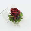 2 x MAFELOE Boutonniere Corsage Set, Artificial Flowers Accessories for Wedding Prom Party Homecoming Celebration Suit Decorations-2 Pieces Burgundy+Green
