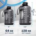 AQUAFIT 1 Gallon Water Bottle with Time Marker - Straw & Chug Lid - BPA Free Gym Water Bottle with Straw - Big Gallon Jug (Gray, 128 oz - 2 Lids)
