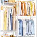 Ulif F7 Medium Garment Rack, Heavy Duty Clothes Rack, Clothing Racks for Hanging Clothes, 6-Tiers Freestanding Portable Closet Storage Rack 45'' W × 14.6'' D × 76.6'' H, Max Load 750 Lbs, White