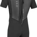 O'Neill Men's Reactor-2 2mm Back Zip Short Sleeve Spring Wetsuit, Lightweight Warmth and Flexibility for All Water Activities (Black, Large Tall)