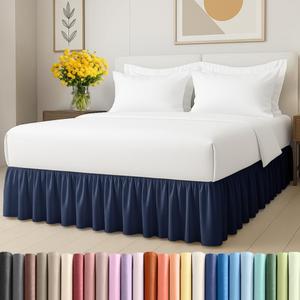 Bedskirt Queen Size Ruffle - 18 inch Drop Dust Ruffle Bed Skirt with Platform - Ultra-Soft, Easy Fit, Premium Hotel Quality - Wrinkle, Fade & Shrink Resistant - for Women, Men, Kids and Teens - Navy Bedskirt Queen Size Ruffle - 18 inch Drop Dust Ruffle Bed Skirt with Platform - Ultra-Soft, Easy Fit, Premium Hotel Quality - Wrinkle, Fade & Shrink Resistant - for Women, Men, Kids and Teens - Navy