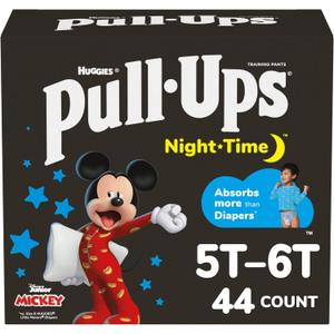 Pull-Ups Boys' Night-Time Potty Training Pants, Size 5T-6T Overnight Training Underwear (46-60 lbs), 44 Ct