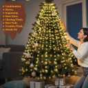Christmas Tree Lights, 400 LED Christmas Lights with 8 Light Modes & Memory Function, 6.6FT x 16 Lines Outdoor Christmas Light with Timing Function for Christmas Decorations - Warm White