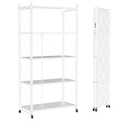 HOMEDANT House White 5-Tier Metal Boltless Rolling Cart Shelf Rack Casters Heavy Duty Wheel Shelving Unit Adjustable Storage Shelves Organizer Shelf Kitchen Garage 48.1" W x 18.5" D x 75.4" H 1Pack