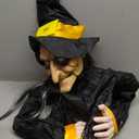 Halloween Hanging Witch Decorations Outdoor, Flying Talking Ghost Decor Light Up Eyes Sound Activated, Outside Indoor Haunted House Prop for Lawn Yard Garden (Hanging Witch)