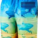 BARRACUDA BAY Boys Swim Trunks Quick-Dry w/Ultra Soft Jersey Lining Premium Eco Material UPF 50+ (Small, Sunset Reef Sharks)