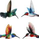 Dreamskip 4 Pack Metal Hummingbird Wall Art Garden Decor, Birds Outdoor Wall Art Yard Patio Fence Decoration, 3D Colorful Bird Wall Hanging Sculpture Outside Livingroom Gift for Women Mom