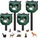 4 Pack Ultrasonic Animal Repeller with LED Strobe Lights - Outdoor Solar Powered for Squirrels, Deer, Raccoons, Rabbits, Skunks, Cats, Dogs - Protects Garden, Yard, Lawn, Farm & Crops
