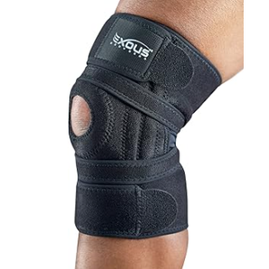 Knee Brace Meniscus Tear Support For Arthritis Acl, Mcl Pain Patented 4-way Adjustable Wraparound Strap Dual Side Stabilizer For Patella Stability Size [medium]