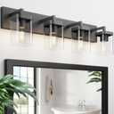 Bathroom Vanity Light, Square Design 4 Lights Morden Bathroom Lighting Fixtures Over Mirror, Black Bathroom Light Vanity Fixtures for Bathroom/Living Room/Bedroom