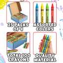 Bulk Crayons 100 Pack (25 Sets of 4) - Individually Wrapped Crayons Party Favors for Kids, Restaurants, Classrooms, Birthday Goodie Bags, School Supplies, Travel, Toddler Coloring, Non-Toxic