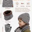 AWAYTR Kids Winter Hat Gloves Scraf Sets, Beanie for Boys Girls Toch Scree Gloves Neck Warmer for Toddler (Gray)