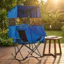 Nice C Rocking Camping Chair with Canopy, XL Oversized Folding Rocker for Adult, Outdoor Umbrella Chair with Shade, Cup Holder, Cooler Bag, Carry Bag, for Sports, Patio, Backyard (1 Pack, Blue)