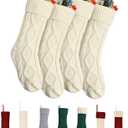 Mr. Pen- Christmas Stockings, 4 Pack, 18" Cream Stockings Christmas, Stockings for Christmas, Stocking Christmas, Cream Knit Stockings Christmas Stocking, Cream Christmas Stockings