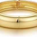 14K Gold Chunky Bangle Bracelet for Women Gold Plated Waterdrop Round Wrist Hinged Cuff Open Wide Bracelet Women Jewelry Gift