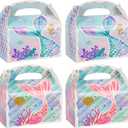 36 Pack Cute Mermaid Party Favor Treat Boxes, Small Ocean Gable Boxes for Parties Giveaways and Small Business 6.18x3.58x3.39 Inches