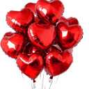 15Pcs Red Heart Balloons Helium 18 Inch Heart Shaped Foil Balloons for Valentines Day Mother's Day Engagement Anniversary Birthday Bridal Wedding Party Decorations