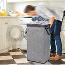 DOKEHOM 100L Laundry Basket with Lid and Removable Laundry Bags, Large Collapsible Laundry Hamper for Bedroom, Bathroom, Laundry Room, Colloge (Grey)