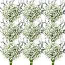 Retrowavy 80 Pcs Babys Breath Artificial Flowers Bulk Babys Breath Flowers Gypsophila Bouquets with Faux Eucalyptus Stems Leaves for Wedding Bouquet Party Filler Home Decor