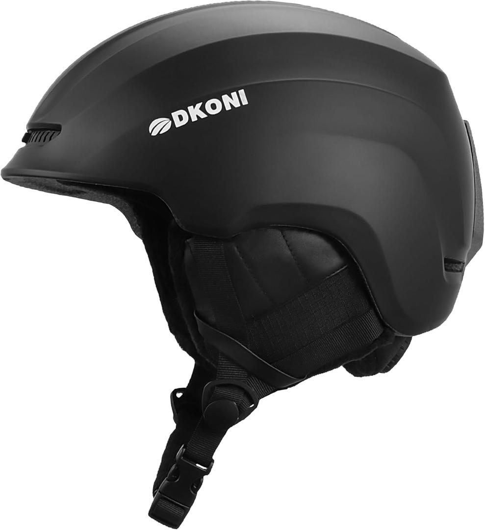 DKONI Ski Helmet, Snowboard Helmet for Men & Women, Two-Stage Adjustable Ventilation System, Snow Sports Helmet for Adults, Youth & Big Kids (Medium: 21.2-22.5 inch (54-58cm), Black)