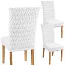 VitalCozy Cream White Heart Chair Covers Set of 2 Valentine's Day Dining Chair Cover Cute Faux Fur Soft Heart Seat Slip Cover for Dorm Home Bedroom Valentines Day Decor Gifts
