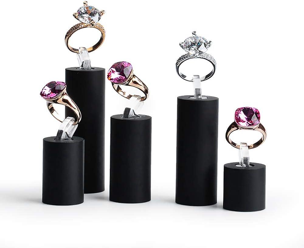 Black Acrylic Ring Display Stand 7 Piece Acrylic Cylinder Ring Display Organizer