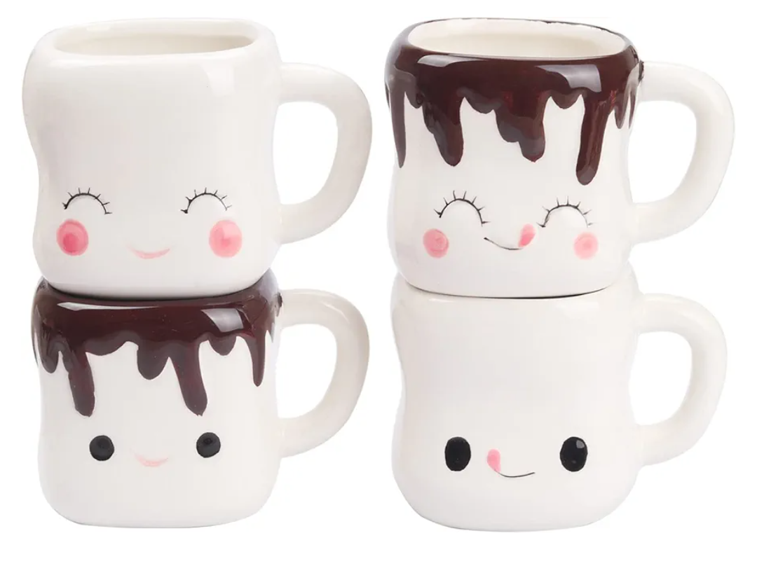 4 Cups Cute Mugs for Kids Hot Chocolate Cocoa Mug Gifts for Kids Women Christmas Mother's Day Set 6OZ