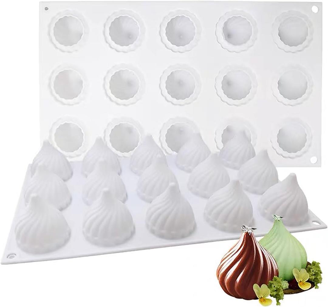 3D Russian Tale Silicone Baking Mold for Mousse Cake, French Dessert Mold for Pastry Chocolate, Reusable Non-Stick Easy Release(15-Cavity)