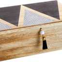 Juvale Small Wooden Decorative Box with Hinged Lid & Tassel, Jewelry & Trinket Storage - Wooden Jewelry Box - 9.4 x 6 x 3 Inches