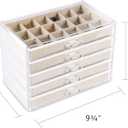 Frebeauty Acrylic Jewelry Organizer Earring Organizer Box with 5 Drawers Earring Holder Organizer with Velvet Trays Clear Jewelry Box for Women Earring Display for Rings Studs(Beige)