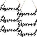 Yalikop 12 Pcs Reserved Signs for Wedding Row Reserved Seating Signs for Chairs Rustic Wooden Hanging Tag with Rope for Wedding Ceremony Church Pews Restaurant Decoration(Black)
