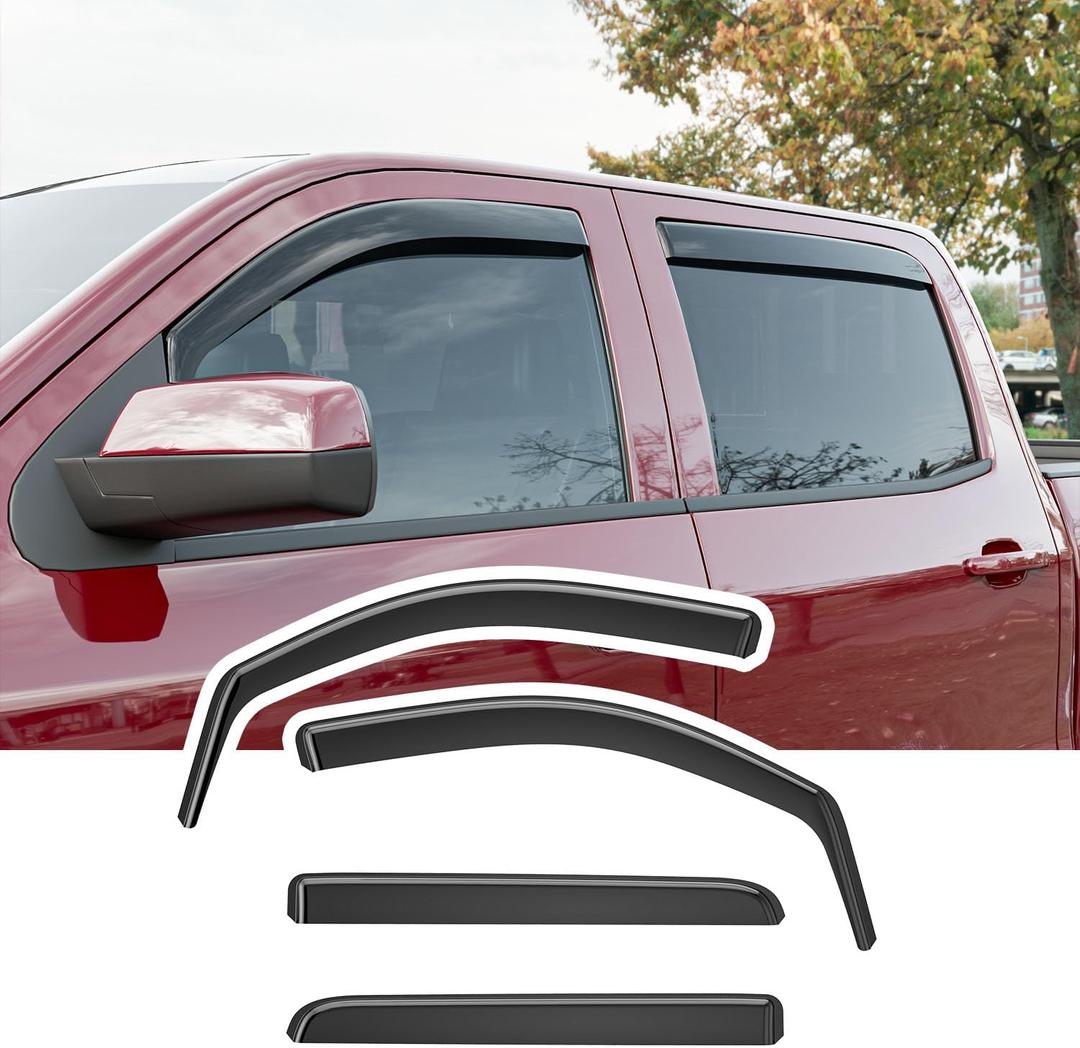 Xipoo Side Window Visor Deflector Compatible with 2014-2018 Chevy Silverado GMC Sierra 1500 Crew Cab Replacement for 2014-2018 Silverado Accessories
