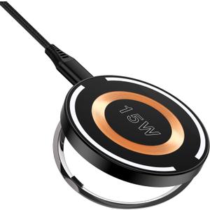15W Samsung S25 Ultra Fast Wireless Charger MagSafe Charger for Samsung Galaxy S25 Ultra S24 FE S24 S23 Ultra S22 S21 S20 Pixel 9 8 7 Pro, Magnetic Wireless Charging Pad for iPhone 16 15 14 13 Pro Max (Pack of 1, Black)