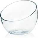 Craft And Party, Slant Cut Bowl Glass, Glass Fish Bowl Vase, 6" Height x 7" Width Fruit Jar, Candy Dish, Clear Terraium, Flower Centerpiece