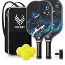 Pickleball Paddles Set of 2/4, USAPA Approved 99.99% Carbon Fiber Surface Pickleball Sets PP Honeycomb Core Pickleball Rackets, Lightweight Paddles with 4/6 Balls 1 Bag and Tapes for Beginners Medium