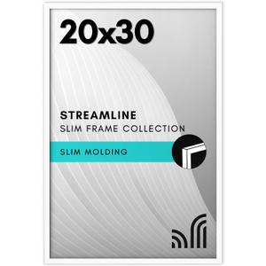 Americanflat 20x30 Poster Frame with Polished Plexiglass - Streamline Collection - Thin Border Picture Frame for Wall Display - Hanging Hardware Included - White