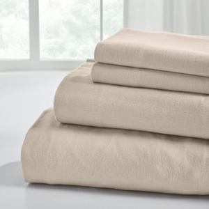 Modern Threads 4-Piece 100% Cotton Flannel Sheet Set  Soft and Durable for Every Season, Tan Queen