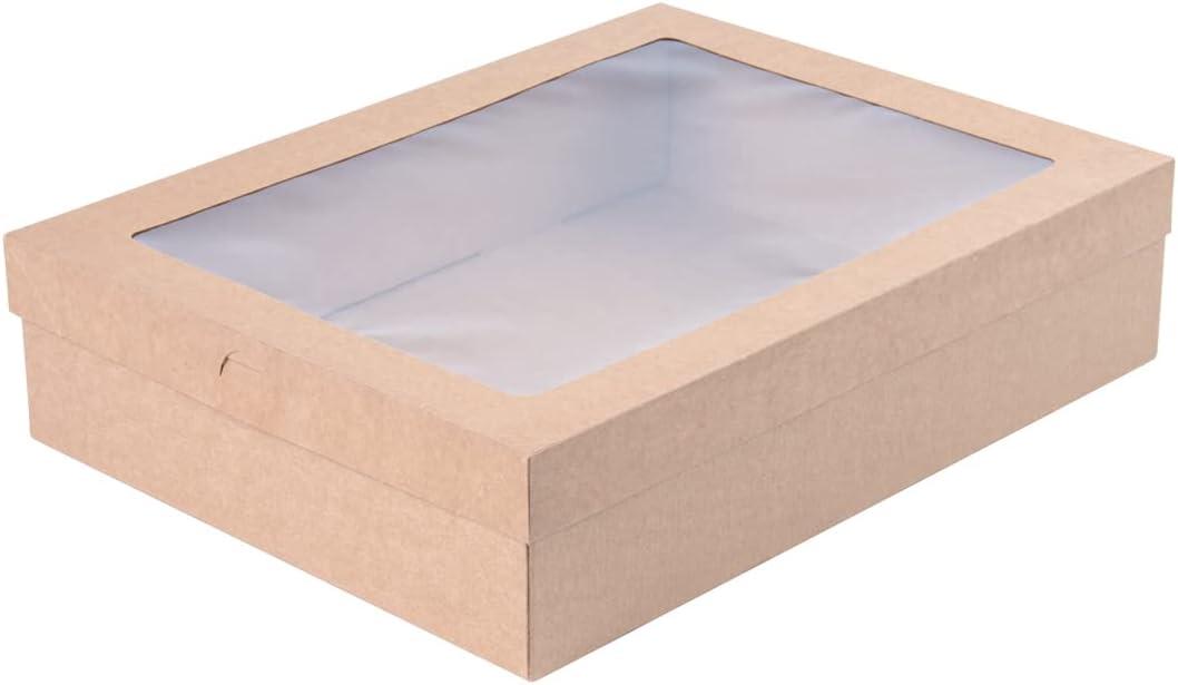 KEEP CATERED TREATS SECURE: Equipped with insert tab locks, these catering boxes with lids keep your treats and snacks protected during transport. Protect meals while on the go!, 14 1/4" x 10"