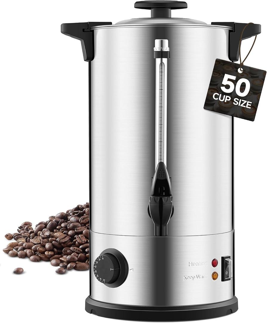 Commercial Coffee Urn, 50 Cup Coffee Maker, Hot Water Dispenser