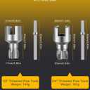 3 Pcs PVC Pipe Threader With Plumber Tape, Heavy Duty 1/2'' & 3/4'' Integrated Internal & External Pipe Threading Tool For Electric Drill Compatible, 2 in 1 Dual-Function DN15 PVC Pipe Thread Kit