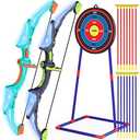 Kmuxilal 2 Pack Kids Bow and Arrow Set with LED Flash Lights, 14 Suction Cup Arrows and Fluorescence Standing Target-Perfect Indoor and Outdoor Archery Set Toy Gift for Boys and Girls Ages 4-12