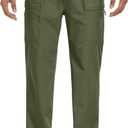 Men's Casual Cargo Pants Workout Sweatpants Joggers Stretch Hiking Drawstring Tactical Trousers (Green, M)