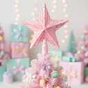 Sosation Pastel Candy Christmas Tree Topper 8.66 Inch Pink Candy Star Treetop Decoration Macaron Tree Topper for Christmas Birthday Party Supplies Pastel Xmas Holiday Decor