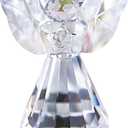 HDCRYSTALGIFTS 3inch Crystal Guardian Angel Figurine Paperweight Decor Glass Christmas Angel Statue Ornaments Art Collectible Gift for Women (Clear)