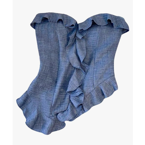 GORGLITTER Women's Asymmetrical Ruffle Tube Top Strapless Bandeau Y2k Coquette Shirts, S