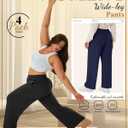 Neer 4 Pack Women's Plus Size Lounge Pants, High Waisted Wide Leg Front Seam Sweatpants Yoga Casual Baggy Pants with Pockets, 3XL