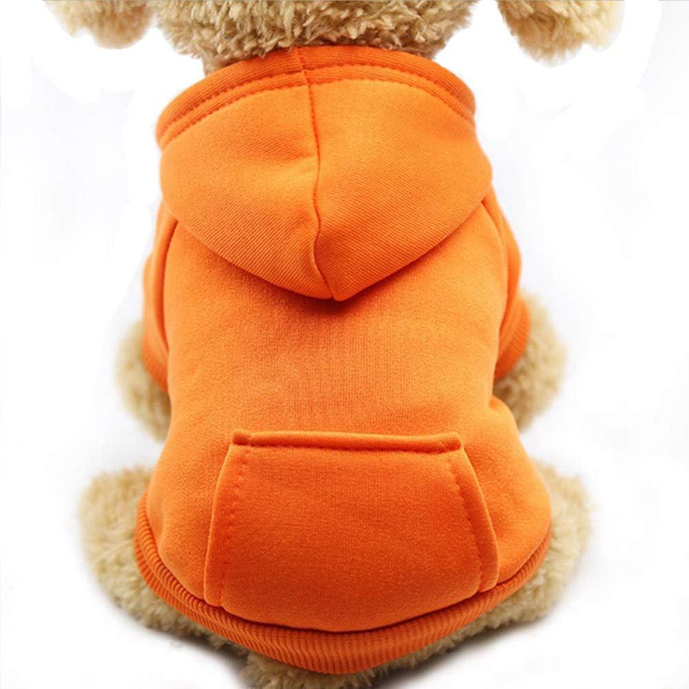 Jecikelon Soft Dog Hoodies for Small Dogs, Fleece Puppy Sweatshirt with Pockets, Warm Winter Cold Weather Coats for Pet Cat, Cute Clothes Puppy Costume (Orange, Small)