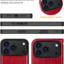 OCASE for iPhone 17 Pro Detachable Wallet Case with Card Holder, 2 in 1 PU Leather Flip Folio with RFID Blocking Stand Wrist Strap Shockproof Phone Cover 6.3 Inch 2025, Red