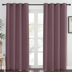 NICETOWN Blackout Dry Rose Curtain 84 inches Long for Bedroom - Thermal Insulated Grommet Room Darkening Window Treatment Sound Dampening Drape for Living Room (W52 x L84, 1 Panel)