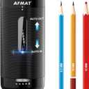 AFMAT Electric Pencil Sharpener, Fully Automatic Pencil Sharpener, Auto in & Out, Rechargeable Hands-Free Sharpeners for Jumbo & Colored Pencils (6.5-12mm), Portable for Home/Classroom/Office PSC2 (Black)